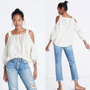Madewell Cold-Shoulder Top in White Wash Size Small